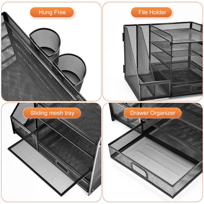 Marbrasse caddy — 5-tier organizer with file holder and drawer for office supplies