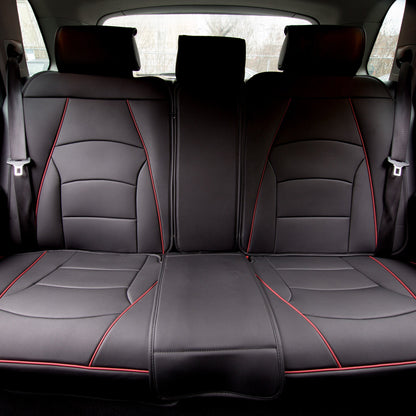Vehicle seat cover — Ultra comfort faux leather full set with red trim