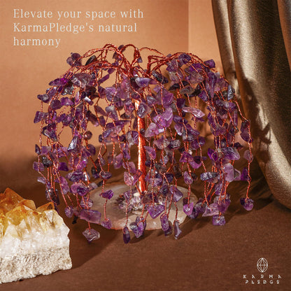 KARMAPLEDGE Crystal Tree of Life sculpture — Handmade bonsai design for prosperity and good luck