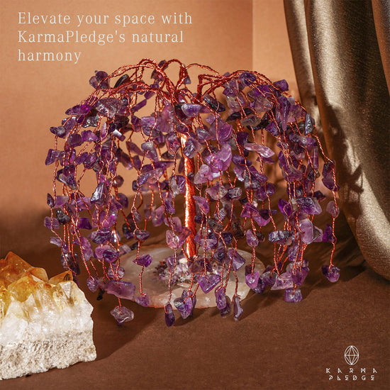 KARMAPLEDGE Crystal Tree of Life sculpture — Handmade bonsai design for prosperity and good luck