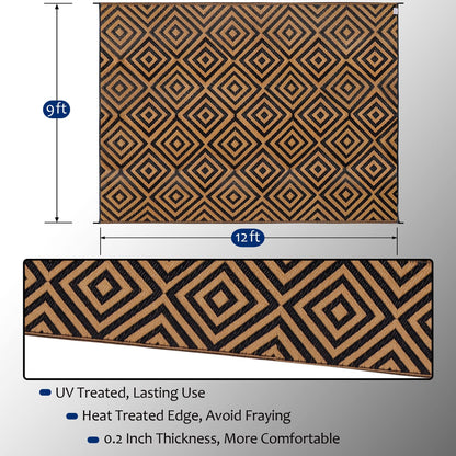 Ridota reversible rug — modern plastic straw design for outdoor use