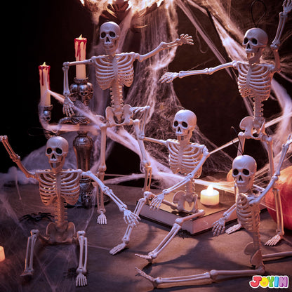 JOYIN sculpture — posable Halloween skeleton decor, 16 inches, 5 pieces set