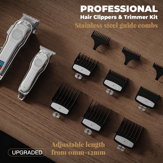 Hair trimming kit — Cordless clippers with LCD display and high-speed motor