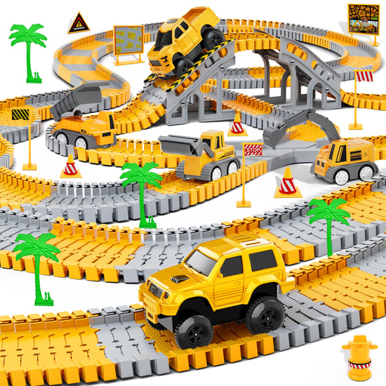 Toy vehicle set — Construction race tracks with flexible playset for kids
