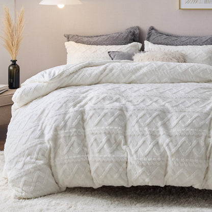 Bedsure duvet cover set — Fluffy flannel with 2 pillow shams and zipper closure