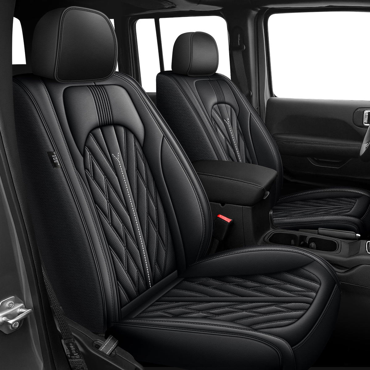 AOMSAZTO vehicle seat cover - leather fit for Jeep Gladiator 2020-2025 black breather