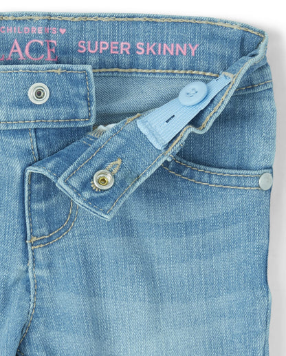 The Children's Place girls super skinny jeans - victory blue wash, size 4