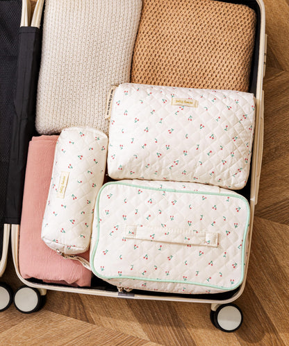 HBselect cosmetic case — quilted floral design in 3 pieces set