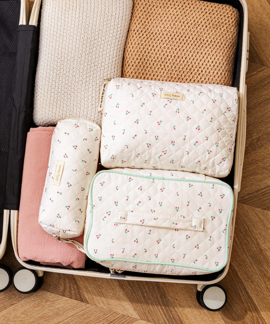 HBselect cosmetic case — quilted floral design in 3 pieces set