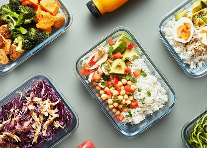 M MCIRCO glass meal prep containers with lids - 10-pack in gray, green, white, pink