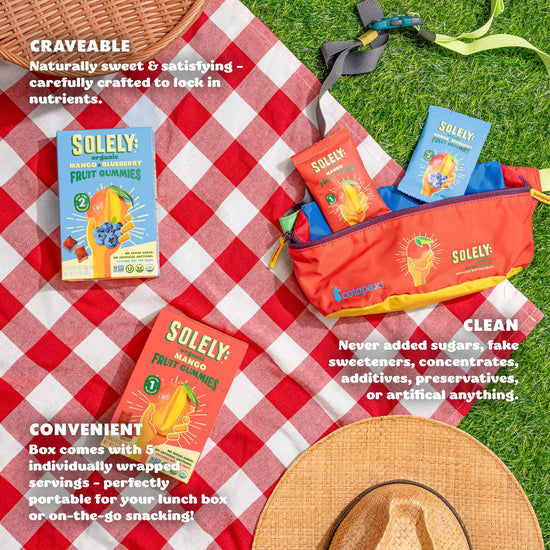 Fruit snacks — Organic whole fruit gummies with three ingredients