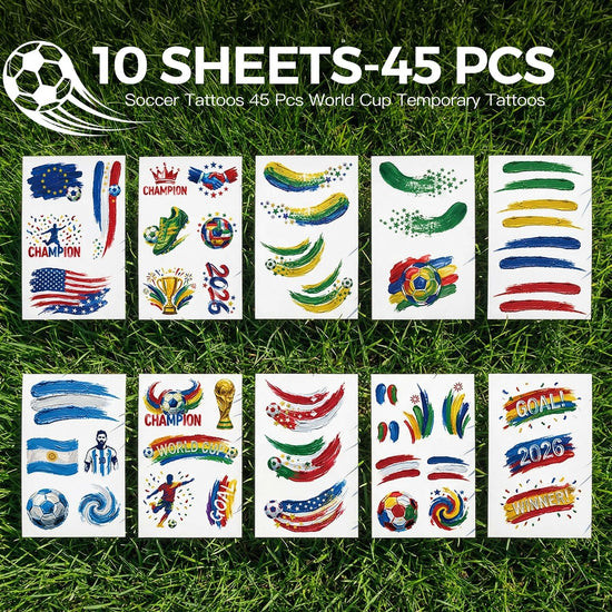 Temporary tattoo — 45 PCS World Cup soccer designs for party decorations and favors