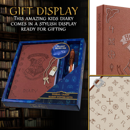 Harry Potter journal set — Hogwarts notebook with broomstick pen or lockable diary