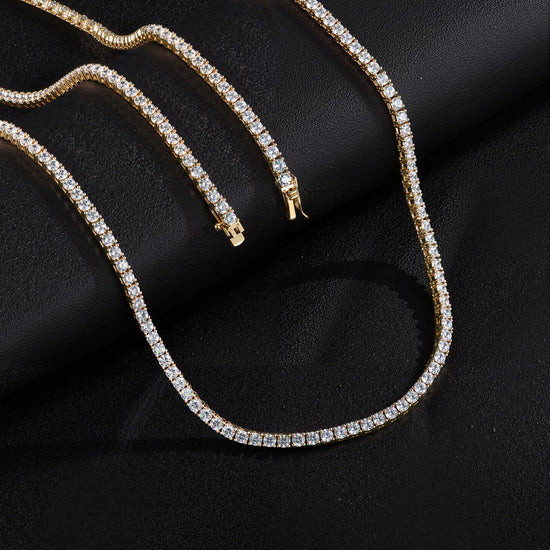Gemsme necklace — 18K gold plated cubic zirconia tennis design for women 16-24 inches