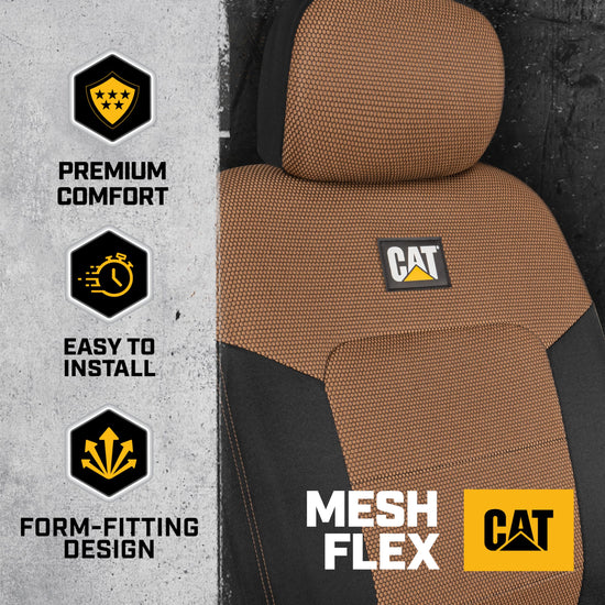 Cat® vehicle seat covers — Comfortable mesh back design in beige
