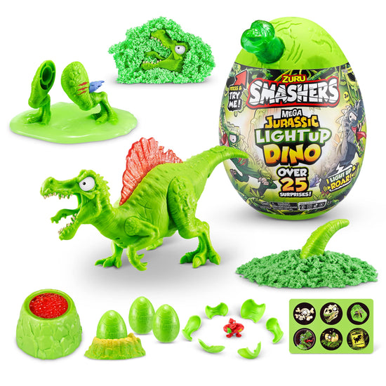 Smashers Mega Jurassic Dino egg - Light up collectible with over 25 surprises