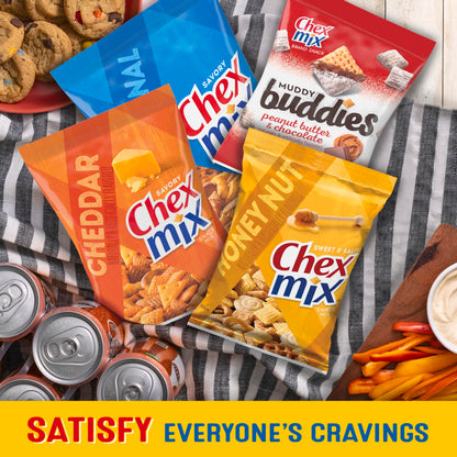 Chex Mix snack mix — turtle, honey BBQ, spicy, sweet and hot