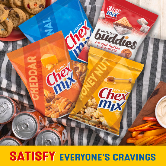 Chex Mix snack mix — turtle, honey BBQ, spicy, sweet and hot