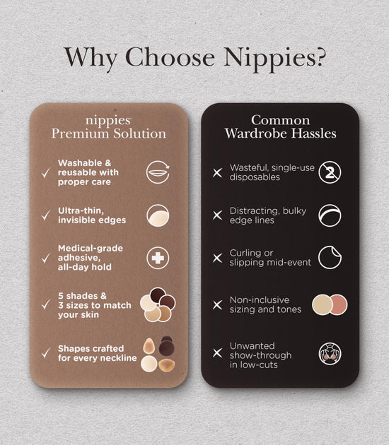 Nippies breast petals with travel case – reusable and skin-safe adhesive covers