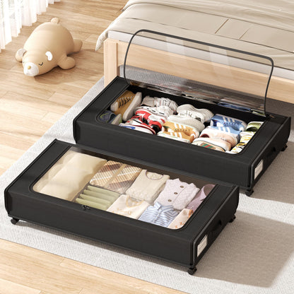 Storage box — Under bed organizer with wheels and lid by AUING, 2 pack