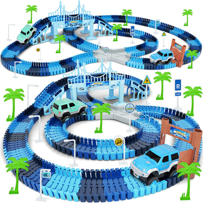 Toy vehicle set — Dinosaur world road race track with flexible track and cars set for kids