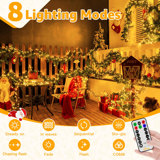 Ollny string lights — 400 LED waterproof plug-in with 8 modes memory