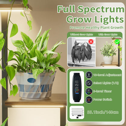 Item stand — 2 pack metal plant shelf with grow light for indoor use