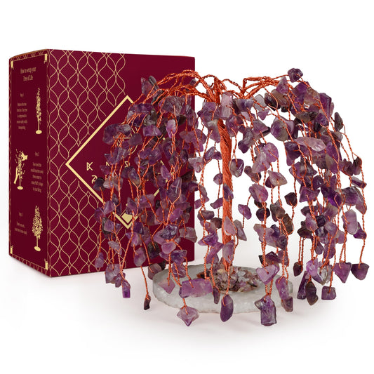 KARMAPLEDGE Crystal Tree of Life sculpture — Handmade bonsai design for prosperity and good luck