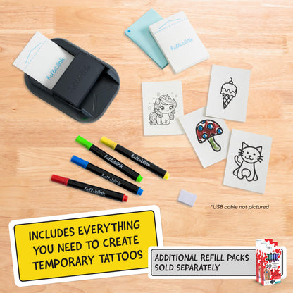 Temporary tattoo printer — ink-free thermal printing with app-based design