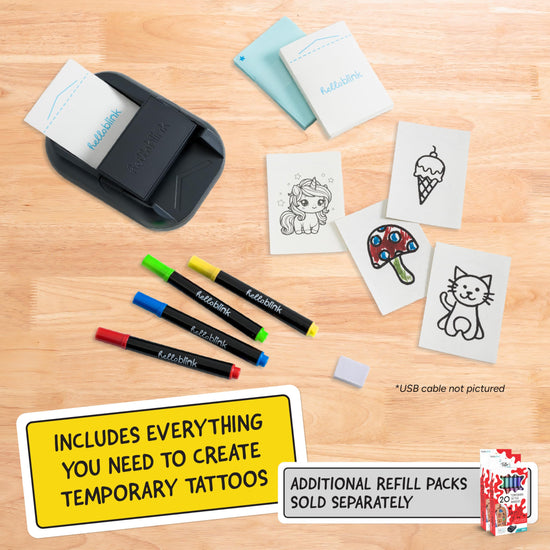 Temporary tattoo printer — ink-free thermal printing with app-based design