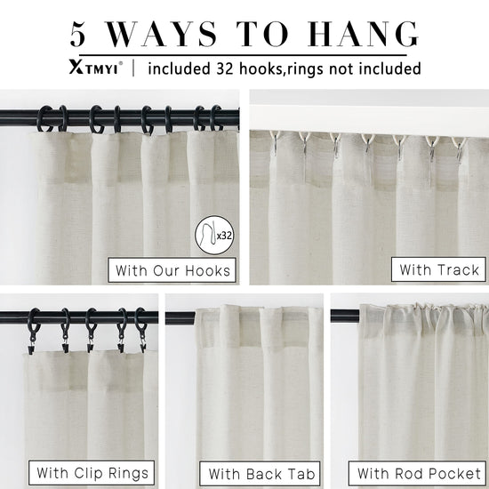 XTMYI sheer linen cotton back tab curtains for bedroom and living room