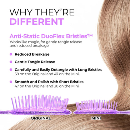 FHI Heat - UNbrush detangling brush combo pack — DuoFlex anti static hair brush and vented detangler brush for pain-free styling.