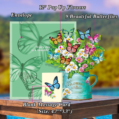 Airpark paper pop up flower card - Forever flower design with note and envelope