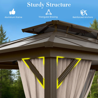 YOLENY freestanding shelter with hardtop design and double roof canopy