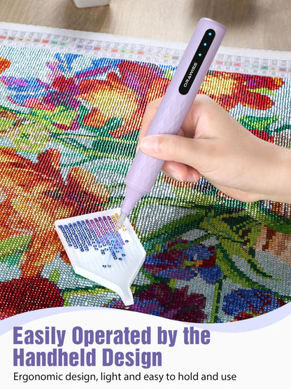 Orawiss electric diamond painting pen — cordless and rechargeable design in purple