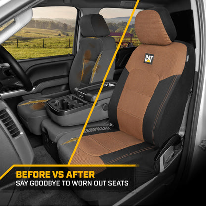 Cat® vehicle seat covers — Comfortable mesh back design in beige