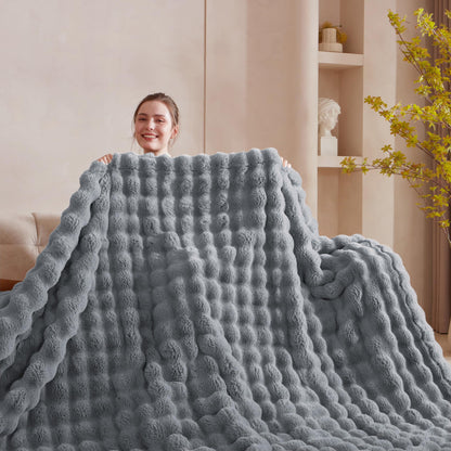 Serenhom throw blanket — soft cozy faux fur plush design for warmth and comfort