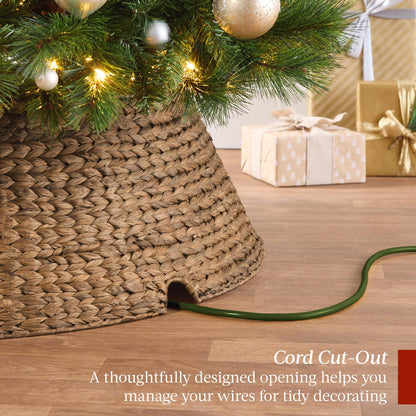 Best Choice Products tree skirt — woven hyacinth with cord cut-out