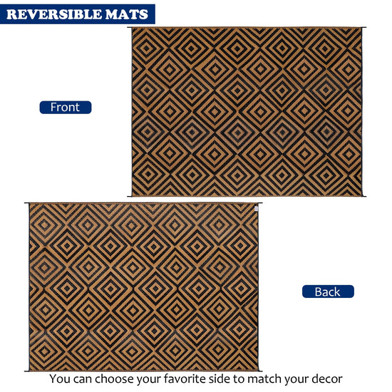 Ridota reversible rug — modern plastic straw design for outdoor use
