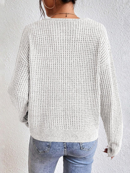RICHSTORY women's sweater — casual drop shoulder v neck pullover in trendy fall style