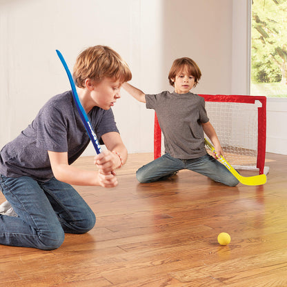Franklin Sports - NHL kids folding hockey goals set - adjustable youth and knee sticks