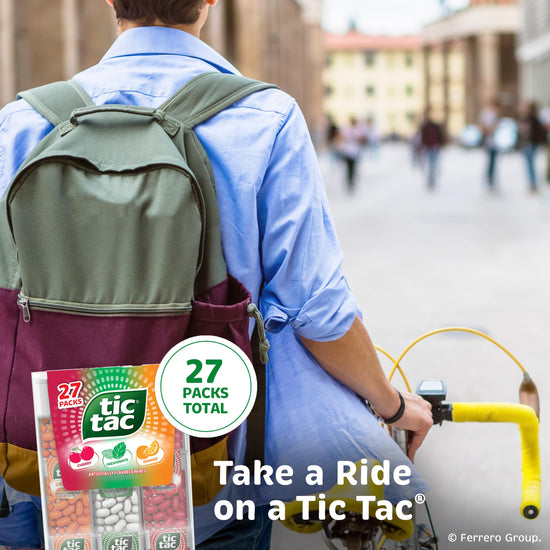 Sugar candy — Tic Tac variety pack mega box, 27 packs of fruity mints, 17.14 oz