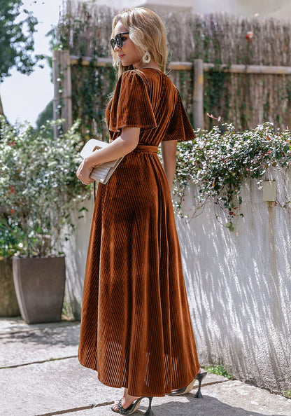 BerryGo women's velvet v neck wrap dress for cocktail party and weddings