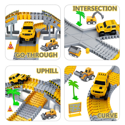 Toy vehicle set — Construction race tracks with flexible playset for kids