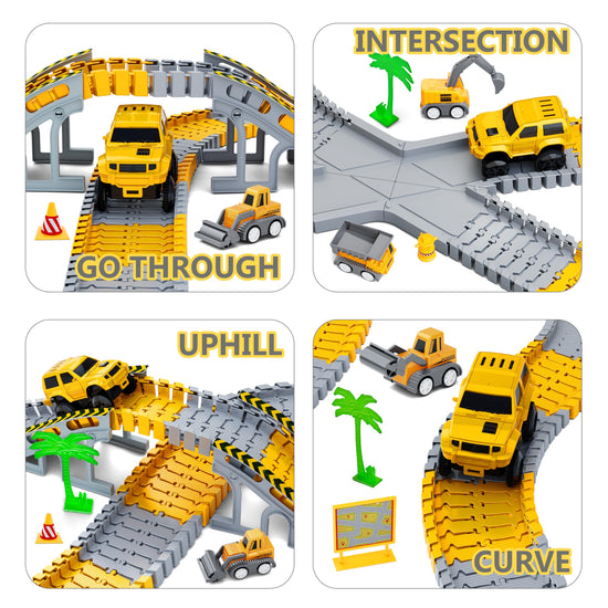 Toy vehicle set — Construction race tracks with flexible playset for kids