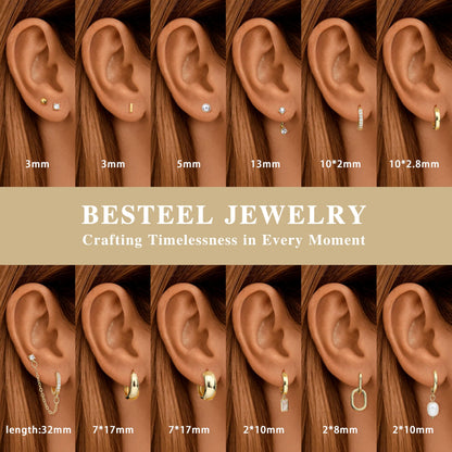 BESTEEL hoop earrings set for women with gold plating and pearl accents