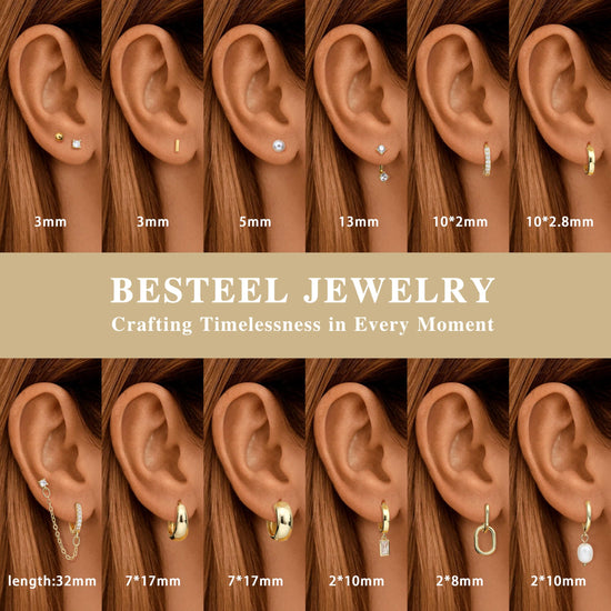 BESTEEL hoop earrings set for women with gold plating and pearl accents