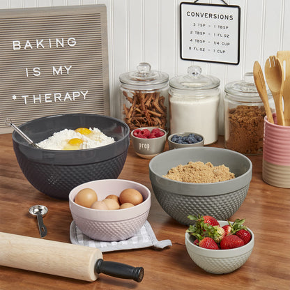 TTU dishware bowl set — Hobnail style stoneware mixing bowls 4 piece set for baking and cooking