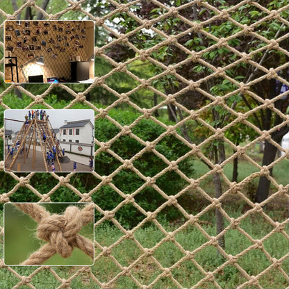 Bunifa Safety Hemp Rope Net Kids Climbing Safety Net Children Rope Neting Balcony Stairs Fence Railing Garden Playground Protection Heavy Duty Indoor Outdoor Decor 6mm/8cm 3.3x6.6ft(1x2m)