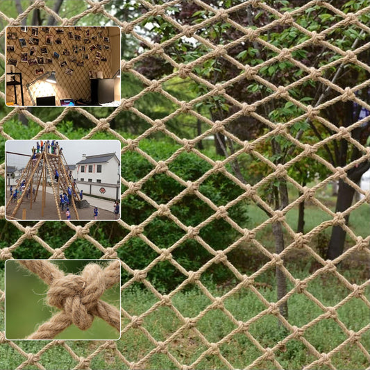 Bunifa Safety Hemp Rope Net Kids Climbing Safety Net Children Rope Neting Balcony Stairs Fence Railing Garden Playground Protection Heavy Duty Indoor Outdoor Decor 6mm/8cm 3.3x6.6ft(1x2m)